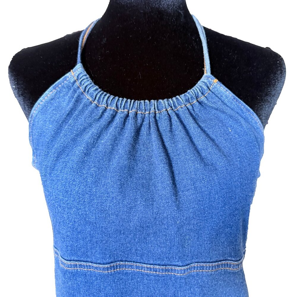 Vintage Y2K Xhilaration denim halter mini dress. SMALL